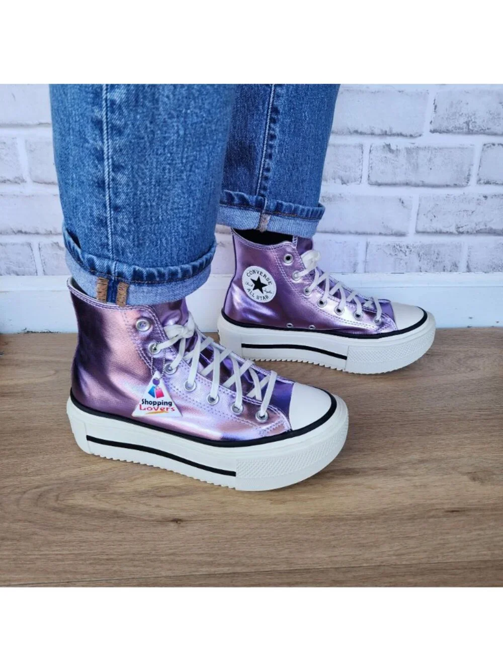 ⭐Converse Chuck Taylor All Star Lift Double Stack Purple Sz 8 Mens Shoes A15163C - Picture 2 of 10